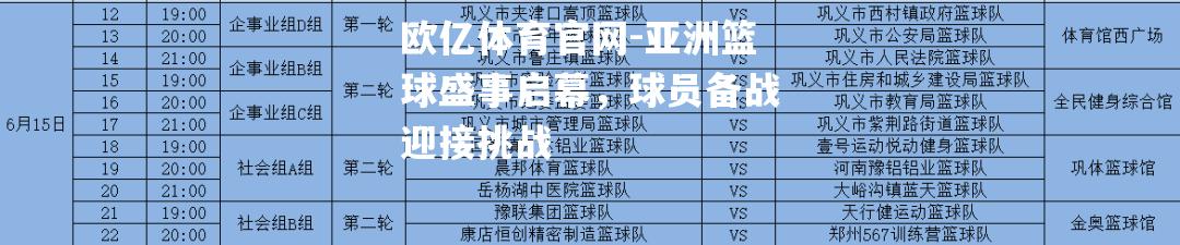 亚洲篮球盛事启幕，球员备战迎接挑战